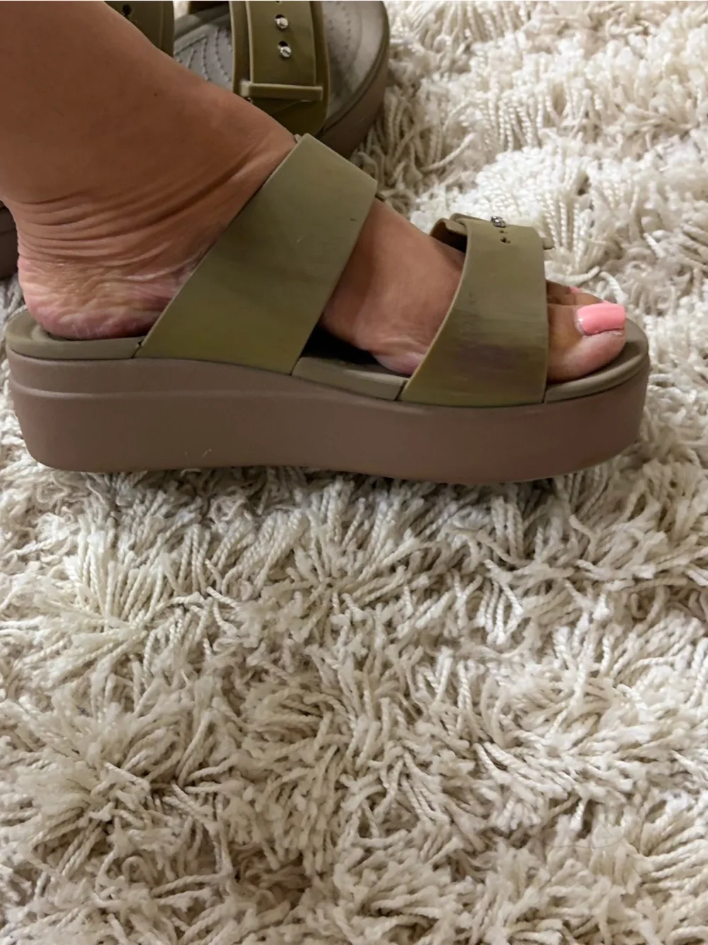 Crocs Women's Brooklyn Buckle Low Wedges - Khaki - Picture 4 of 6